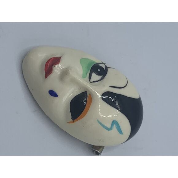 Vintage NANCO Face Mask Pin 1970s Kabuki mask Chelsea Mass - Picture 4 of 12